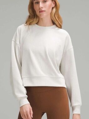 Lululemon Perfectly Oversized Cropped Crew Sweatshirt Bone 12